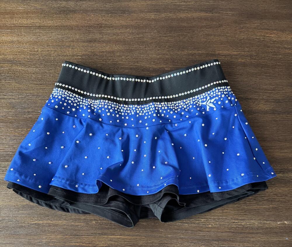 Rebel Athletic Cheer Skort Girls Youth L 10-12 y Blue Rhinestone Skirt Shorts